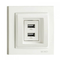 Розетка 2-я USB механизм Mono Electric Despina/ Larissa зарядка, бел. 500-001905-178
