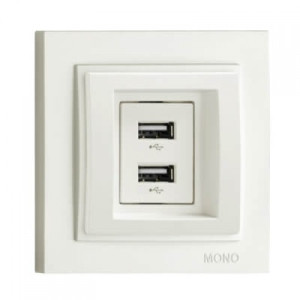 Розетка 2-я USB механизм Mono Electric Despina/ Larissa зарядка, бел. 500-001905-178