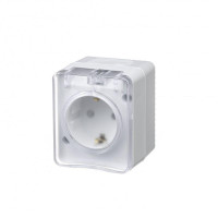 ATLASDESIGN PROFI IP54 О/У РОЗЕТКА с заземлением со шторками, 16А, БЕЛЫЙ ATN540145