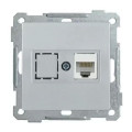 Розетка телефонная механизм Rj45 Cat3 Mono Electric Despina/ Larissa серебро 500-002125-124