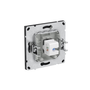 Компьютерная розетка RJ-45 без шторки, кат.6А одинарная,KANT, черный уголь