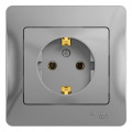 GLOSSA РОЗЕТКА с заземлением без шторок, 16А, в сборе, АЛЮМИНИЙ GSL000342