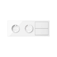 Simon 100 Белый глянец Кит 3 поста, фронт. Накладка на 2 розетки Schuko + 2 клавиши выключателей