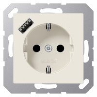 Розетка с USB Jung A 500, скрытый монтаж, с заземлением, слоновая кость, A1520-18A
