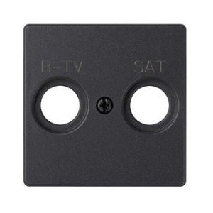 Simon S82 Concept Матовый черный, Накладка для розетки R-TV+SAT с пиктограммой R-TV SAT