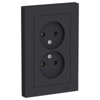 ATLASDESIGN РОЗЕТКА двойная без заземления, 16А, в сборе, КАРБОН ATN001020