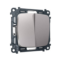 MO503030 Комплект механизма 2-клавишного перекрестного выключателя 10A-250V OMEGA Сталь матовый QUANT OP5030, VM125 AMBRELLA VOLT