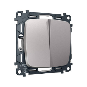 MO503030 Комплект механизма 2-клавишного перекрестного выключателя 10A-250V OMEGA Сталь матовый QUANT OP5030, VM125 AMBRELLA VOLT