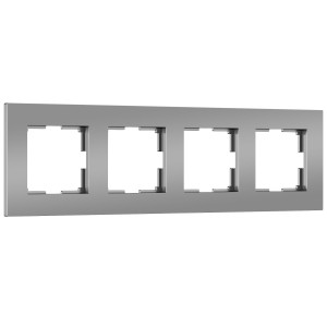 W0042965/ Рамка на 4 поста Slab (серебро софт)