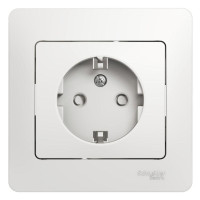 GLOSSA РОЗЕТКА с заземлением со шторками, 16А, в сборе, БЕЛЫЙ GSL000144