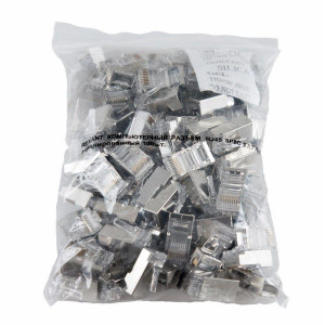 Джек компьютерный RJ45 (8P8C) кат.5E с экраном (уп.100шт) Rexant 05-1023