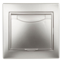 Розетка  Plano 1-203-03 16А IP20 250В 2P+E Schuko защ. крышка алюм. Intro Б0030062