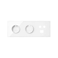 Simon 100 Белый глянец Кит 3 поста, фронт. Накладка на 2 розетки Schuko + 1 розетку TV + 1 розетку RJ45