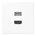 Розетка HDMI+USB Jung LS 990, скрытый монтаж, белый, MALS1163WW