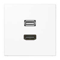 Розетка HDMI+USB Jung LS 990, скрытый монтаж, белый, MALS1163WW