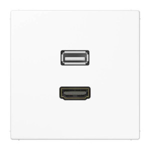 Розетка HDMI+USB Jung LS 990, скрытый монтаж, белый, MALS1163WW