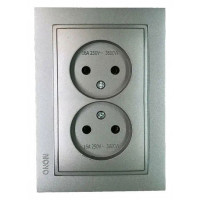 Розетка на 2 поста без заземления Mono Electric Despina 16A 250В антрацит 102-242405-121