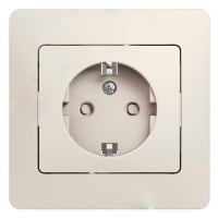 GLOSSA РОЗЕТКА с заземлением со шторками, 16А, в сборе, МОЛОЧНЫЙ GSL000944