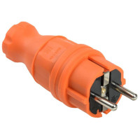Вилка прямая ОМЕГА ВБп3-1-0м IP44 каучук оранж. IEK PKR01-016-2-K09