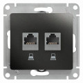 GLOSSA РОЗЕТКА двойная компьютерная RJ45+RJ45 кат. 5e, механизм, АНТРАЦИТ GSL000785KK
