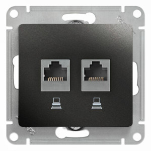 GLOSSA РОЗЕТКА двойная компьютерная RJ45+RJ45 кат. 5e, механизм, АНТРАЦИТ GSL000785KK
