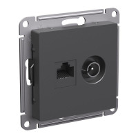 ATLASDESIGN РОЗЕТКА двойная ТВ + компьютерная RJ45 кат. 5e, механизм, БАЗАЛЬТ ATN001489