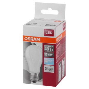 Лампа светодиодная LED Star Classic A 40 5.5W/865 5.5Вт грушевидная матовая 6500К холод. бел. E27 470лм 220-240В пластик. OSRAM 4052899971523