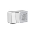 ATLASDESIGN PROFI IP54 О/У БЛОК: РОЗЕТКА с заземл. со шт., 16А, ВЫКЛЮЧАТЕЛЬ 2-клав., 10АХ, СЕРЫЙ ATN543074