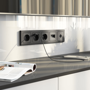 W1191164/ Накладка для двойной розетки Еthernet RJ-45 (графит матовый)