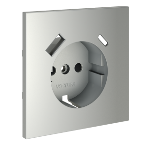 Накладка для розетки с заземлением и защитными шторками, с USB A+C, S70 (сталь)