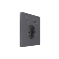 Systeme Infinity, Розетка СУ с ЗК и зар.устр.USB АС 20Вт 250В, 16А, защ.шт., Вулканический пепел
