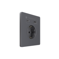 Systeme Infinity, Розетка СУ с ЗК и зар.устр.USB АС 20Вт 250В, 16А, защ.шт., Вулканический пепел