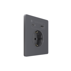 Systeme Infinity, Розетка СУ с ЗК и зар.устр.USB АС 20Вт 250В, 16А, защ.шт., Вулканический пепел