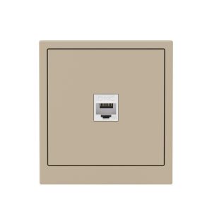 Компьютерная розетка RJ-45 без шторки, кат.6А одинарная,KANT, ванильный марципан