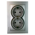 Розетка с заземлением двойная Mono Electric Despina 16A 250В антрацит 102-242404-120
