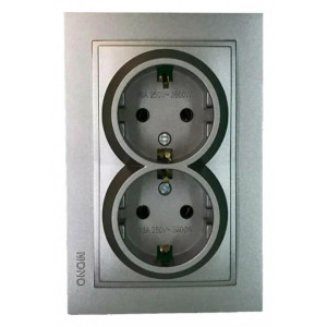 Розетка с заземлением двойная Mono Electric Despina 16A 250В антрацит 102-242404-120
