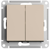 ATLASDESIGN 2-клавишный ПЕРЕКРЕСТНЫЙ ПЕРЕКЛЮЧАТЕЛЬ, сх.7+7, 10АХ, механизм, ПЕСОЧНЫЙ ATN001273