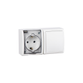 Simon 15 Aqua Белый Блок: Розетка 2PE Schuko 16А 250В  выключатель 10А 250В, IP54