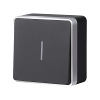 W5010134/ Выключатель одноклавишный с подсветкой Gallant (черный с серебром)