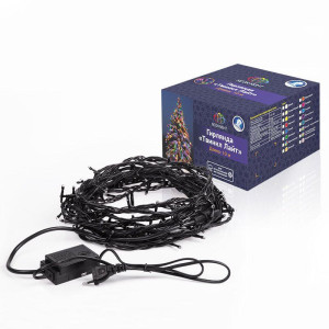 Гирлянда светодиодная Твинкл Лайт 10м 100LED мультиколор 10Вт 220-240В IP65 с контроллером 8 режимов провод ПВХ черн. Neon-Night 303-139