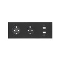 Simon 100 Черный матовый Кит 3 поста, фронт. Накладка на 2 розетки Schuko + 2 з/у USB SC