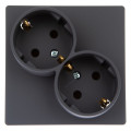 Розетка 2-м СП Simon 24 16А IP20 2х2P+E Schuko без защ. шторок механизм графит Simon 2450459-038