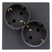 Розетка 2-м СП Simon 24 16А IP20 2х2P+E Schuko без защ. шторок механизм графит Simon 2450459-038