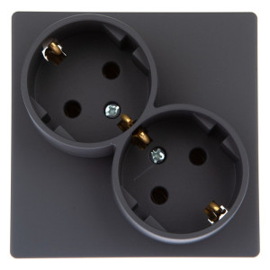 Розетка 2-м СП Simon 24 16А IP20 2х2P+E Schuko без защ. шторок механизм графит Simon 2450459-038