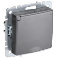 IEK BRITE BASE Сталь Розетка 1-м сз с защ штор и крыш 16А IP44 РСбш10-3-44-БрС