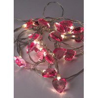 Гирлянда светодиодная Сердечки 3D 20LED 2.5х1х2.3см 1.9+0.5м роз. прозр. акрил тепл. бел. КОСМОС KOC_GIR-B111