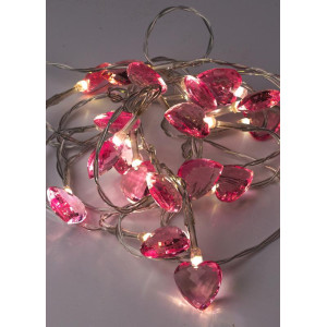 Гирлянда светодиодная Сердечки 3D 20LED 2.5х1х2.3см 1.9+0.5м роз. прозр. акрил тепл. бел. КОСМОС KOC_GIR-B111