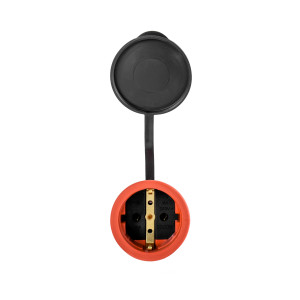 Розетка переносная с крышкой каучук 2P+PE 250V 16А IP54 оранжевая DYNEL