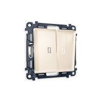 MA304015 Комплект механизма 2-кл выключателя с подсветкой 5600K ALFA Бежевый глянец QUANT AP3040, VM115, G25W AMBRELLA VOLT