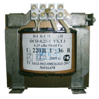 ОСО-0,25 УХЛ3 220/36, IP00, трансформатор Электротехник